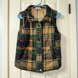 Vanilla Bay Boutique vest- green, blue, tan
